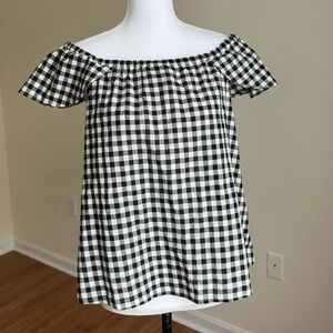 J. Crew || woman’s Black and White Off-Shoulder Cap Sleeve Blouse size Small